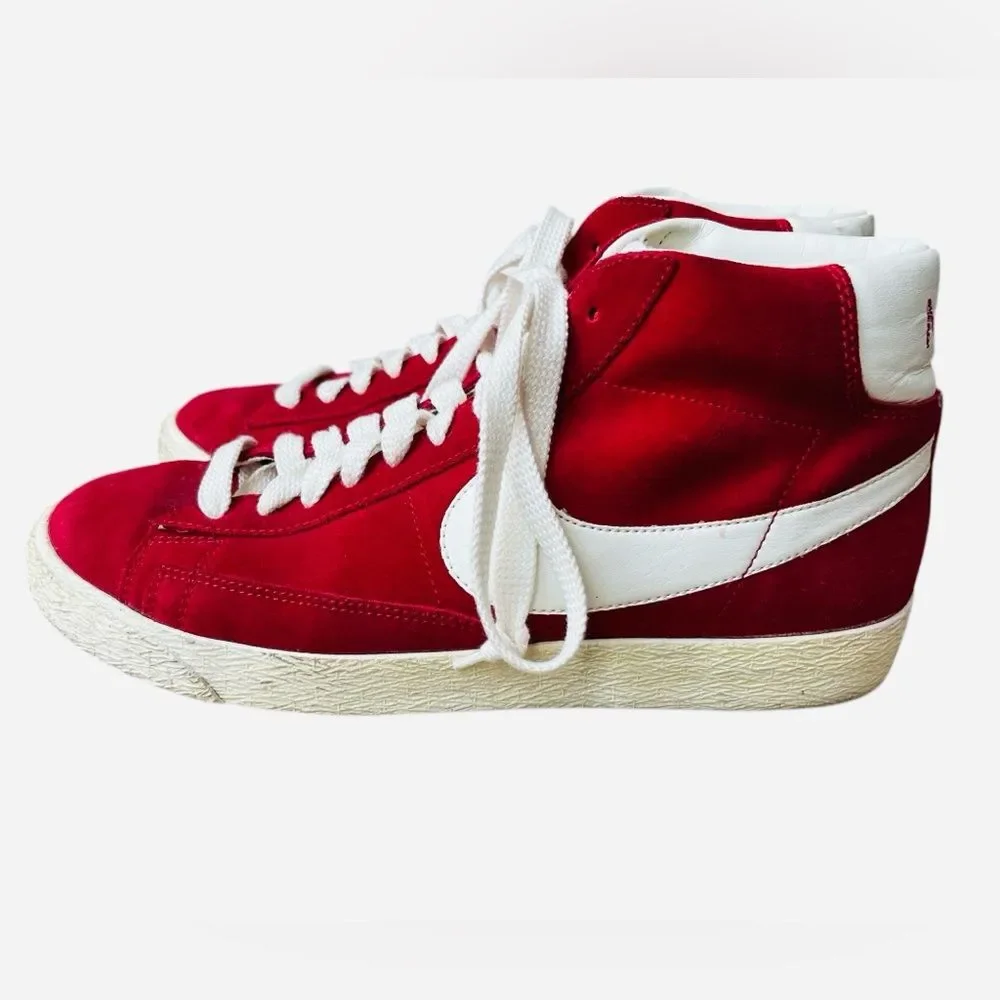 Nike Blazer High Top Sneakers Men’s Size 9.5 Crimson Red Suede Retro Classic